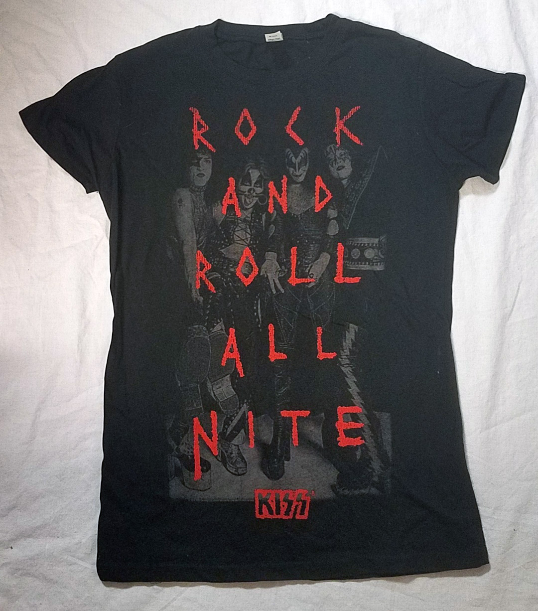 Women's KISS Rock and Roll all Nite black babydoll shirt