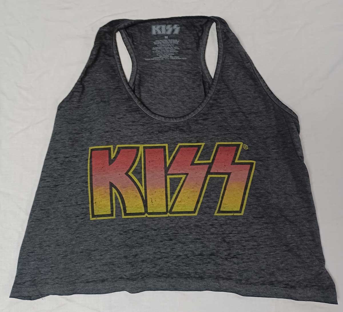 Women's KISS logo charcoal cropped tank - KISS Addiction